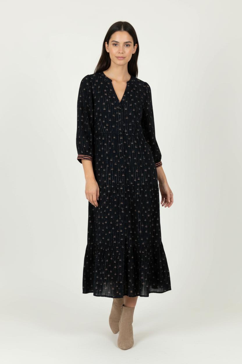 Robe Longue Noire et Rose - Taille S/36 de la marque Maison 123 | PARAD97797 - Vendu par Paradigme - Image 1