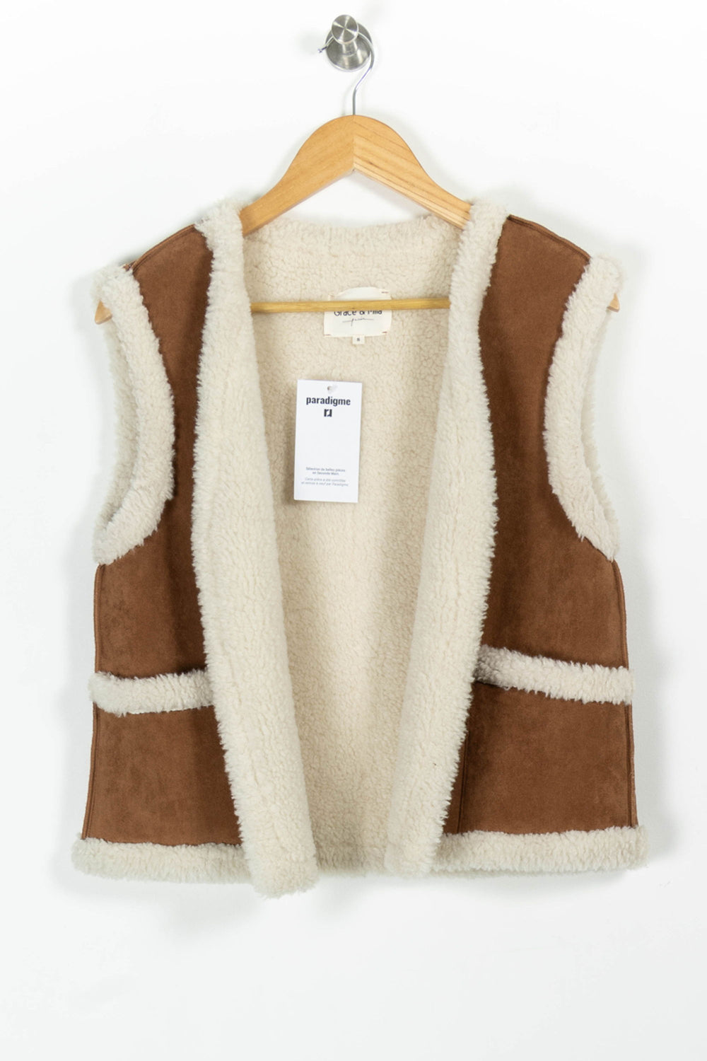 Gilet Sans Manches Marron et Beige - Taille S/36 de la marque Grace & Mila | PARAD97829 - Vendu par Paradigme - Image 2