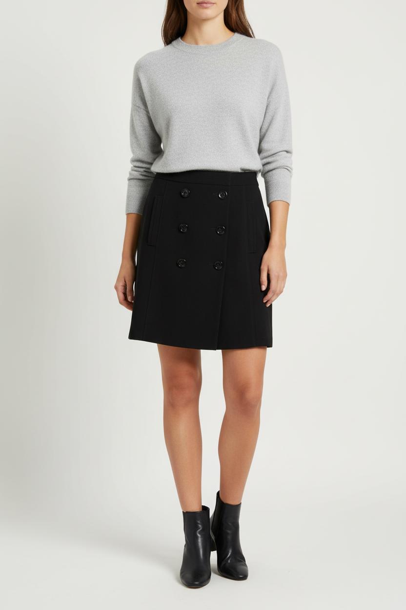 Jupe Portefeuille Noire - Taille L/40 de la marque Caroll | PARAD97833 - Vendu par Paradigme - Image 1
