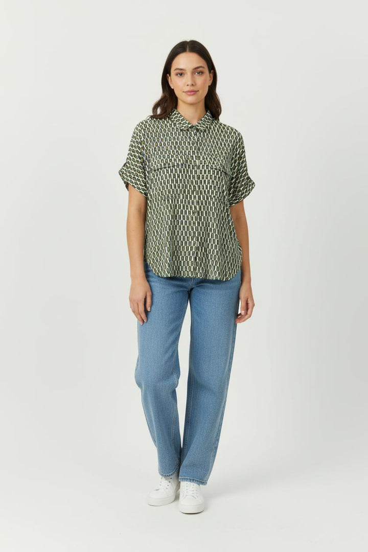Chemisette Verte et Blanche - Taille M/38 de la marque Caroll | PARAD97868 - Vendu par Paradigme - Image 1