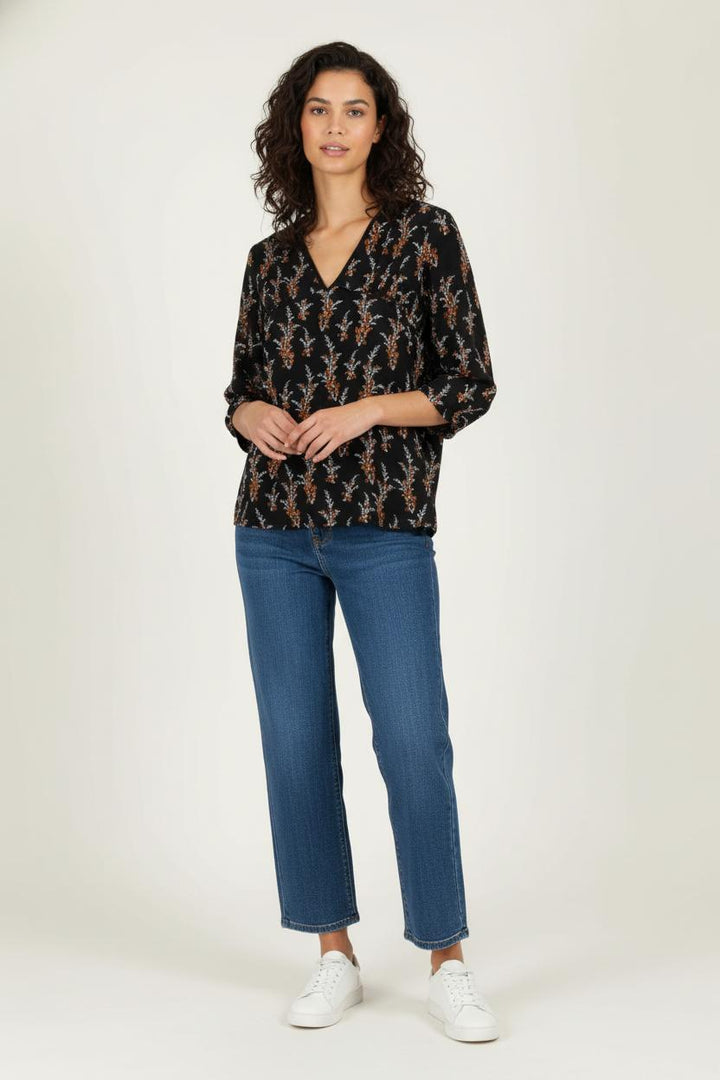 Blouse Noire et Orange - Taille L/40 de la marque La Fée Maraboutée | PARAD97872 - Vendu par Paradigme - Image 1