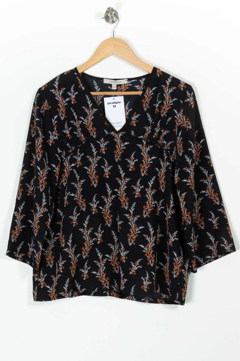 Blouse Noire et Orange - Taille L/40 de la marque La Fée Maraboutée | PARAD97872 - Vendu par Paradigme - Image 2