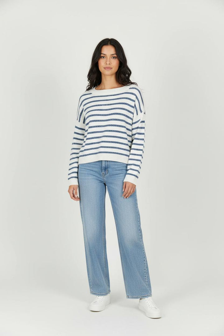 Pull Rayé Blanc et Bleu - Taille XS/34 de la marque La Fée Maraboutée | PARAD97888 - Vendu par Paradigme - Image 1