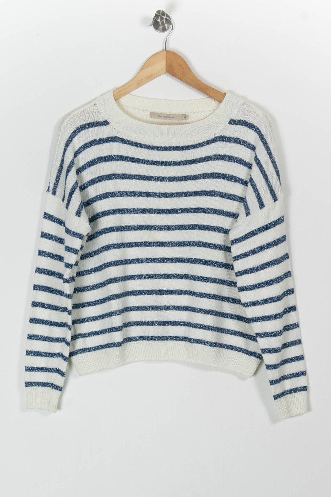 Pull Rayé Blanc et Bleu - Taille XS/34 de la marque La Fée Maraboutée | PARAD97888 - Vendu par Paradigme - Image 2