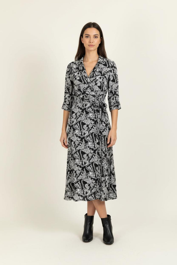 Robe portefeuille noire et blanche - Taille XS/34 de la marque ba&sh | PARAD97889 - Vendu par Paradigme - Image 1