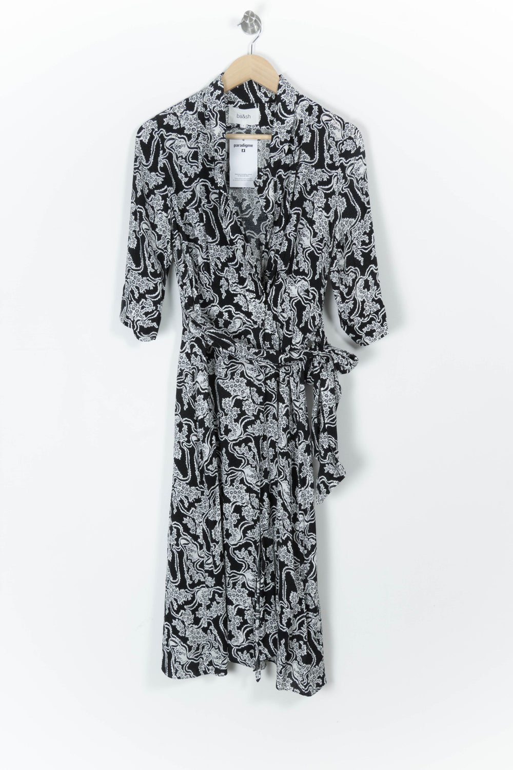 Robe portefeuille noire et blanche - Taille XS/34 de la marque ba&sh | PARAD97889 - Vendu par Paradigme - Image 2