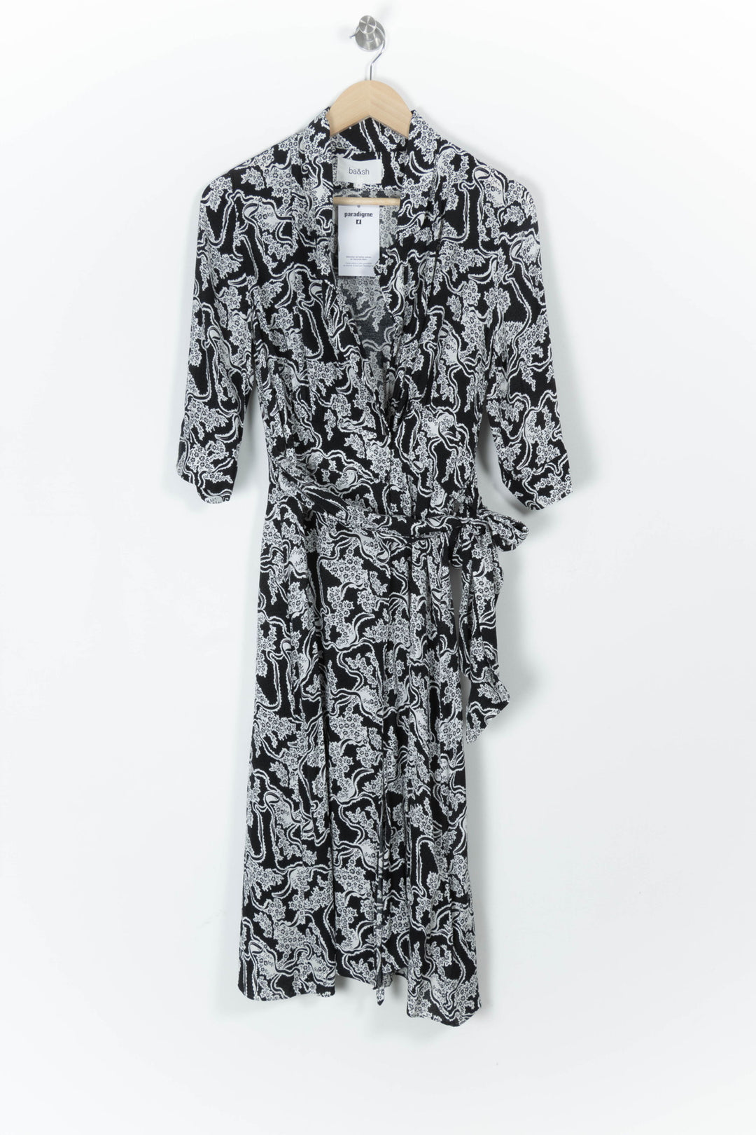 Robe portefeuille noire et blanche - Taille XS/34 de la marque ba&sh | PARAD97889 - Vendu par Paradigme - Image 2
