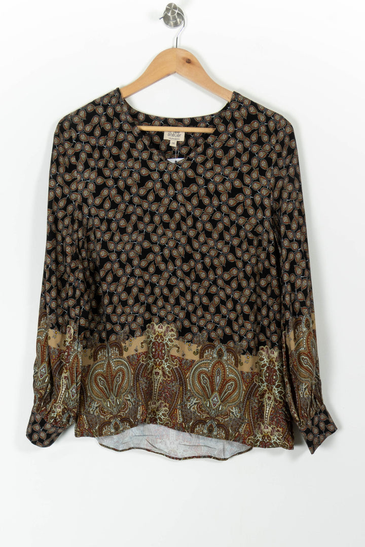 Blouse Noire et Marron - Taille M/38 de la marque La Fée Maraboutée | PARAD97902 - Vendu par Paradigme - Image 2
