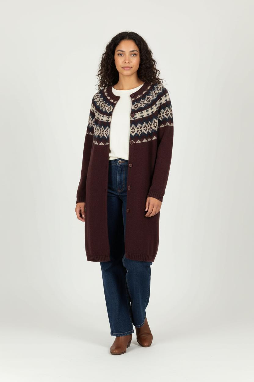 Gilet Bordeaux et Beige - Taille M/38 de la marque Marina Rinaldi | PARAD97915 - Vendu par Paradigme - Image 1