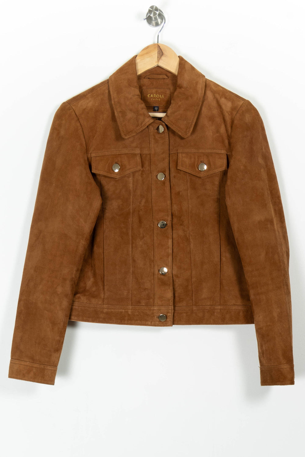 Veste en cuir marron - Taille L/40 de la marque Caroll | PARAD97959 - Vendu par Paradigme - Image 2