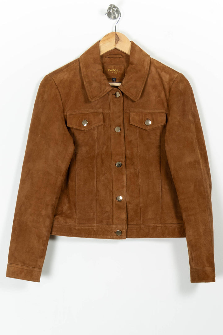 Veste en cuir marron - Taille L/40 de la marque Caroll | PARAD97959 - Vendu par Paradigme - Image 2