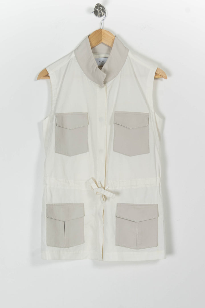 Veste Sans Manches Blanche et Beige - Taille M/38 de la marque ZAPA | PARAD97975 - Vendu par Paradigme - Image 2
