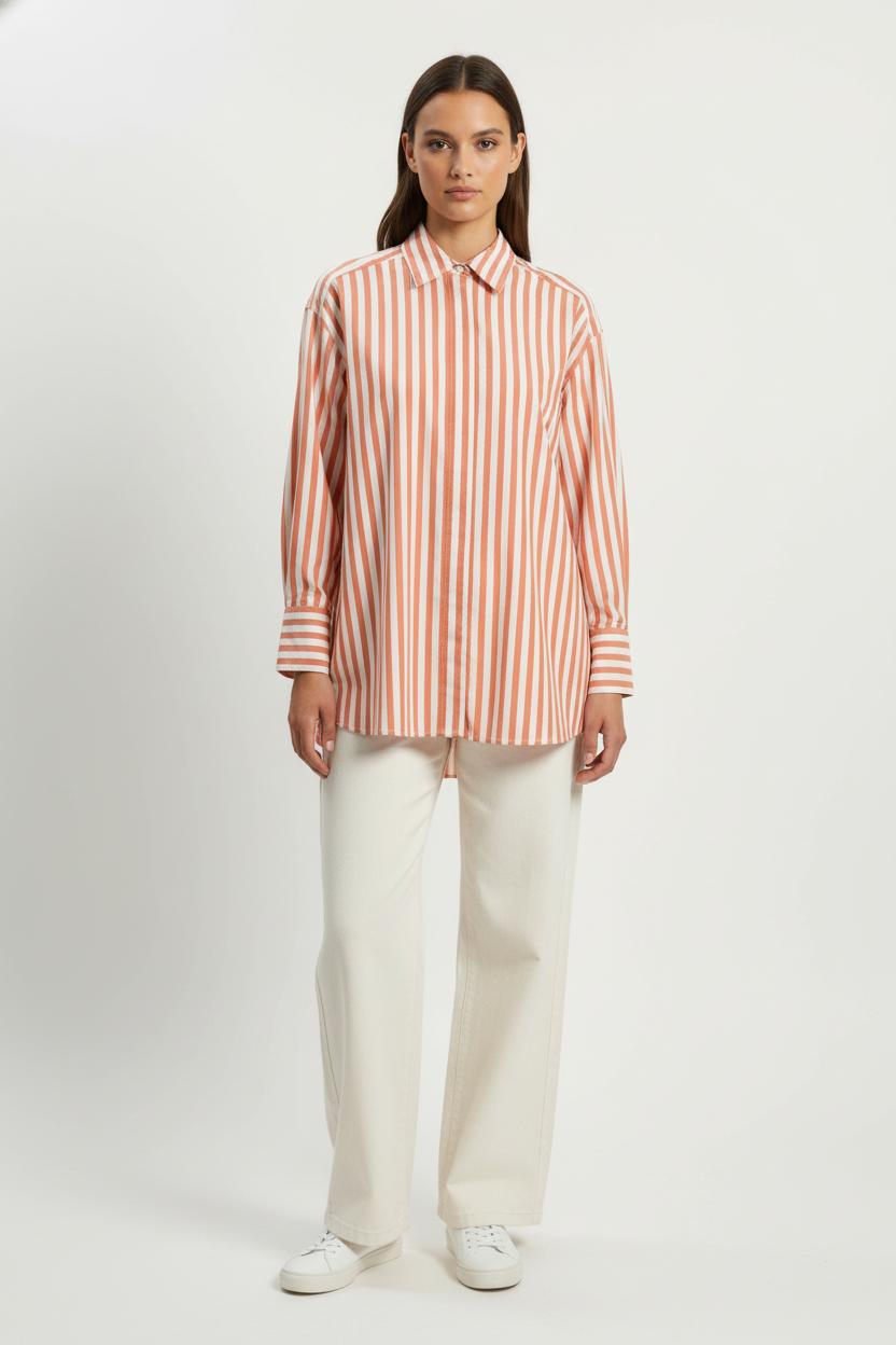 Chemise à Rayures Orange et Blanche - Taille T.U. de la marque ZAPA | PARAD98008 - Vendu par Paradigme - Image 1