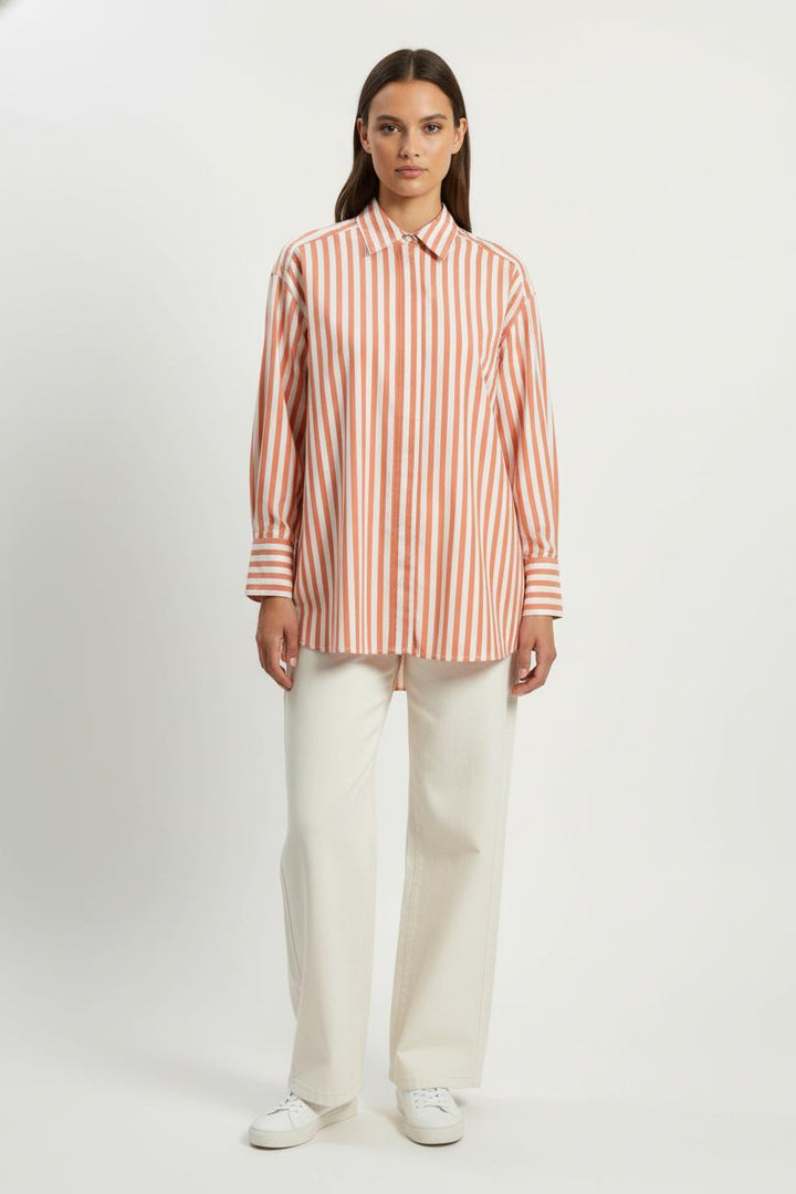 Chemise à Rayures Orange et Blanche - Taille T.U. de la marque ZAPA | PARAD98008 - Vendu par Paradigme - Image 1