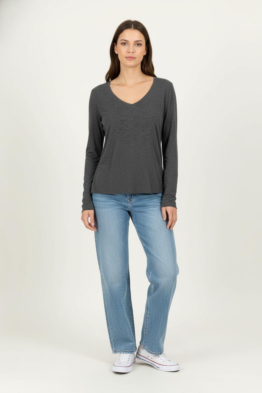 Tee-shirt Manches Longues Gris - Taille L/40 de la marque American Vintage | PARAD98014 - Vendu par Paradigme - Image 1