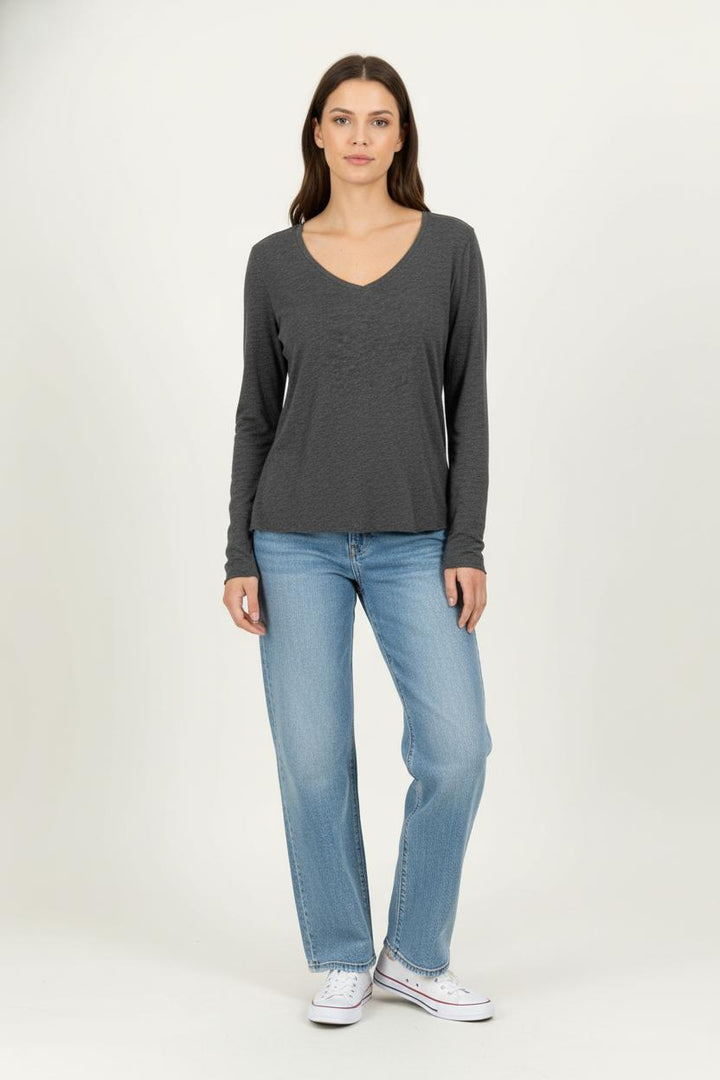 Tee-shirt Manches Longues Gris - Taille L/40 de la marque American Vintage | PARAD98014 - Vendu par Paradigme - Image 1