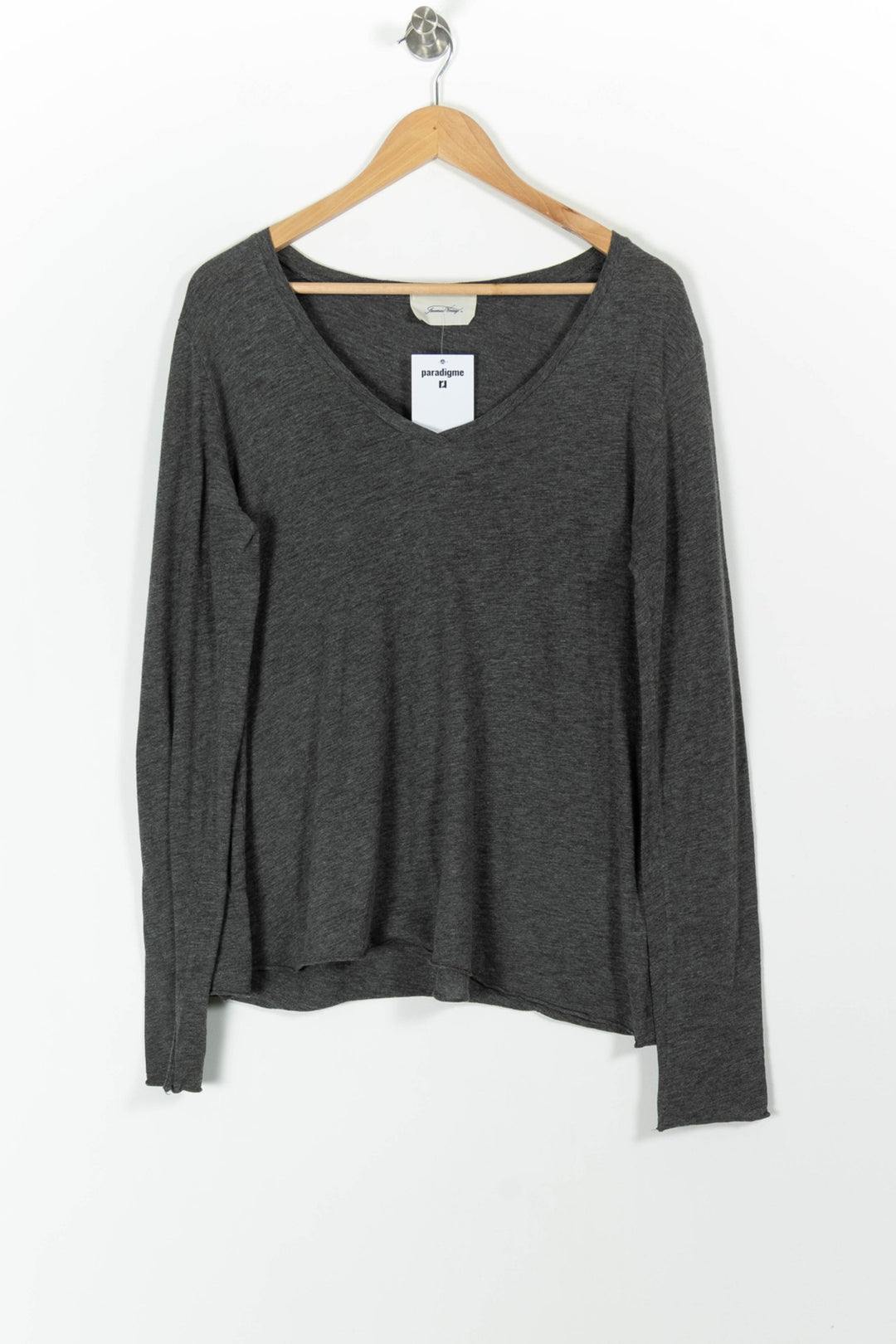 Tee-shirt Manches Longues Gris - Taille L/40 de la marque American Vintage | PARAD98014 - Vendu par Paradigme - Image 2