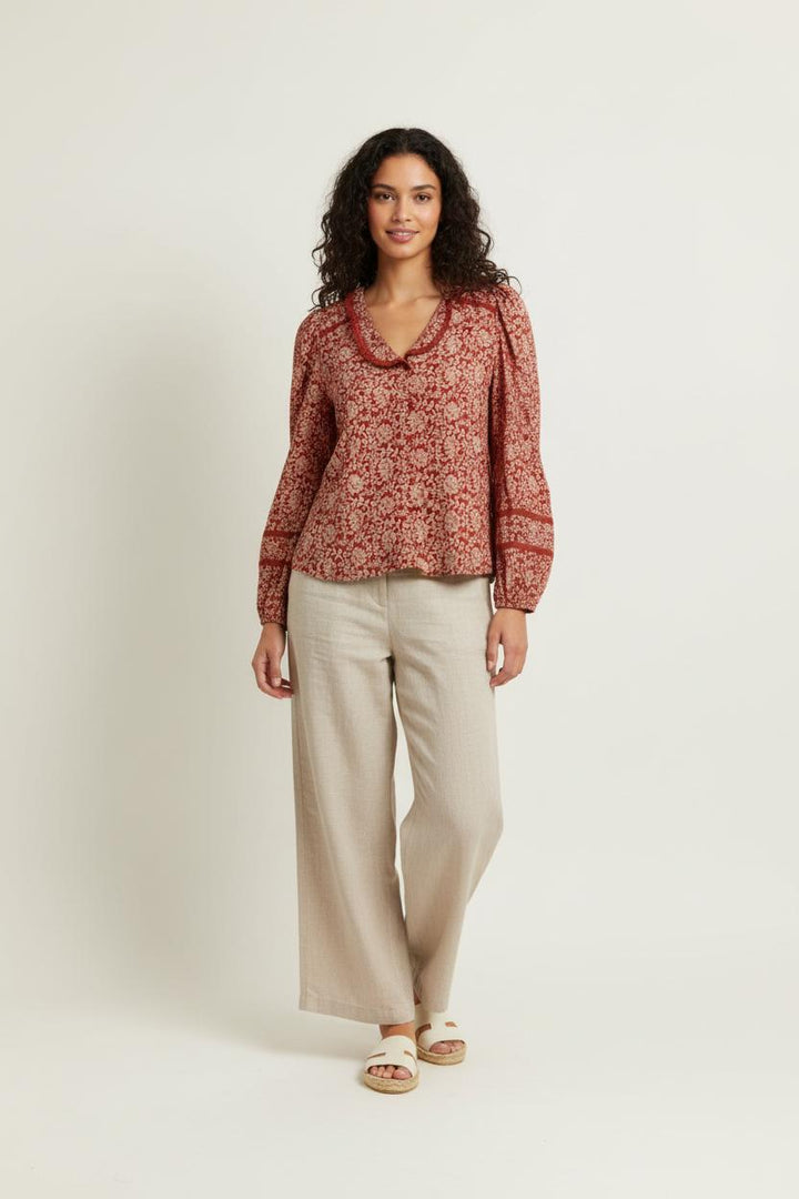 Blouse Bordeaux et Beige - Taille XS/34 de la marque Petite Mendigote | PARAD98025 - Vendu par Paradigme - Image 1