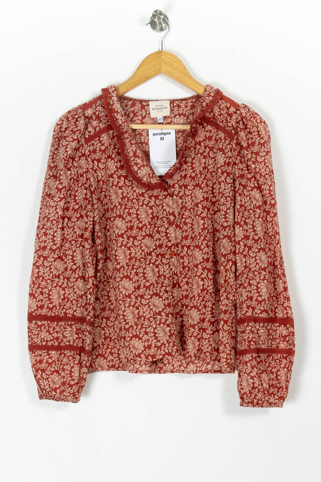 Blouse Bordeaux et Beige - Taille XS/34 de la marque Petite Mendigote | PARAD98025 - Vendu par Paradigme - Image 2