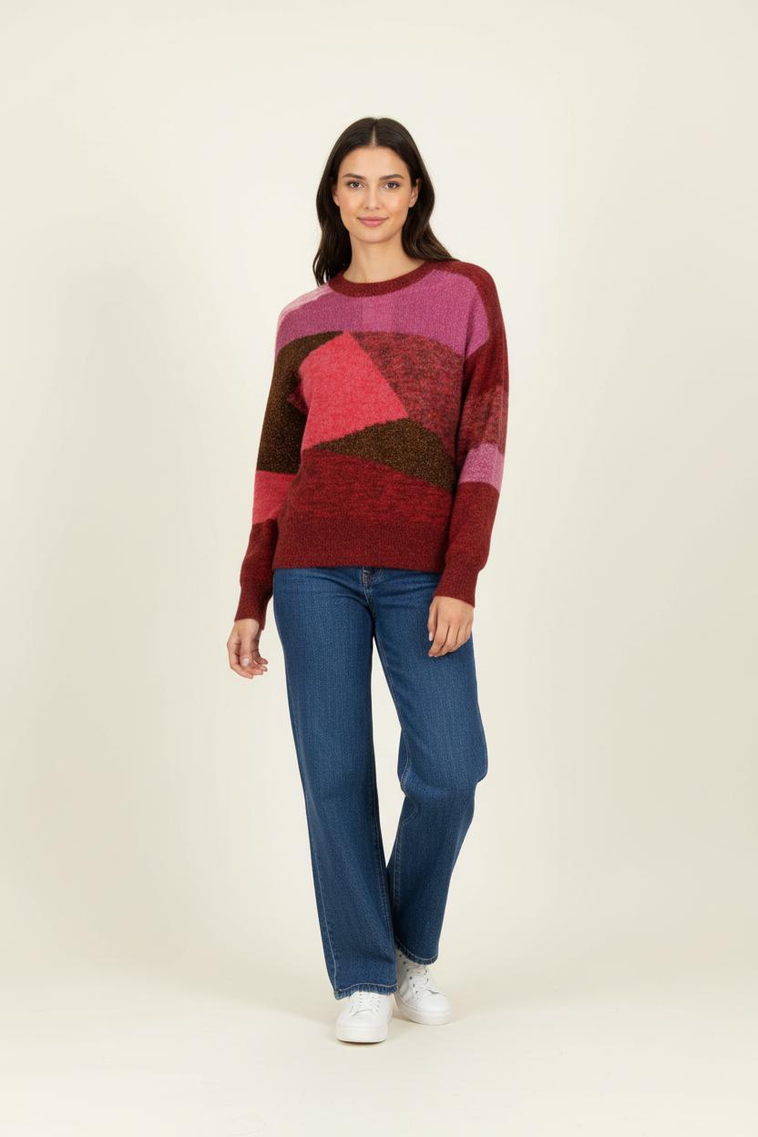 Pull Rose et Bordeaux - Taille S/36 de la marque Suncoo | PARAD98028 - Vendu par Paradigme - Image 1