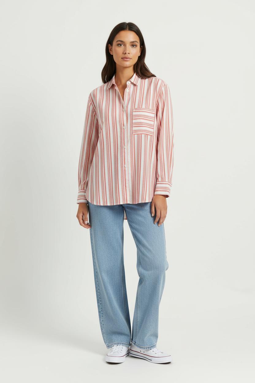 Chemise Rayée Blanche et Rouge - Taille L/40 de la marque Comptoir des Cotonniers | PARAD98057 - Vendu par Paradigme - Image 1