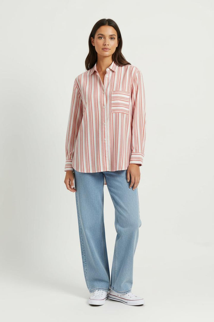 Chemise Rayée Blanche et Rouge - Taille L/40 de la marque Comptoir des Cotonniers | PARAD98057 - Vendu par Paradigme - Image 1