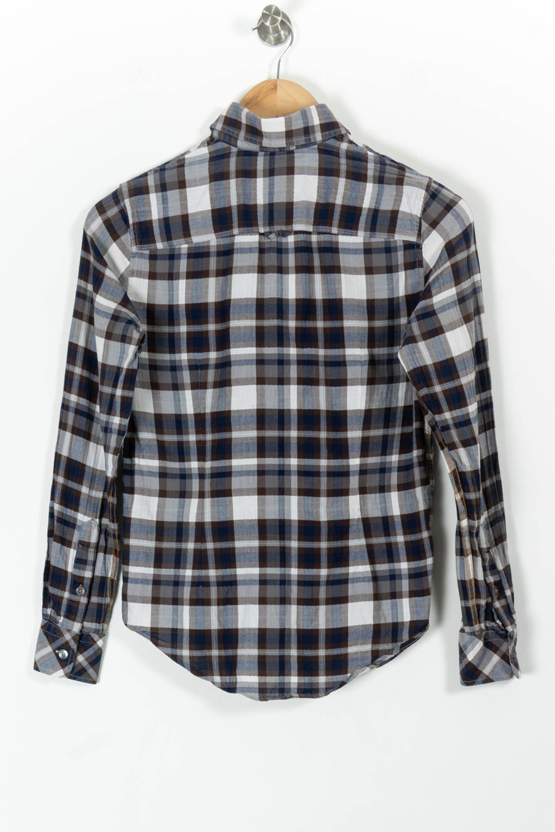 Chemise à Carreaux Bleue et Marron - Taille S/36 de la marque Saint James | PARAD98059 - Vendu par Paradigme - Image 4