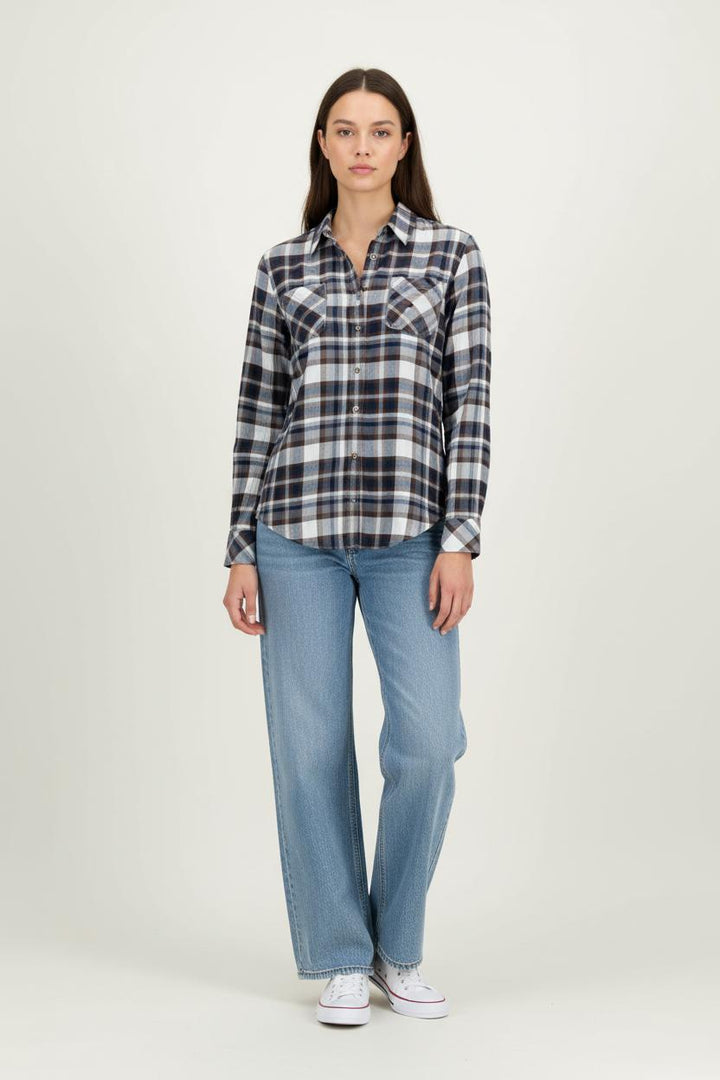 Chemise à Carreaux Bleue et Marron - Taille S/36 de la marque Saint James | PARAD98059 - Vendu par Paradigme - Image 1