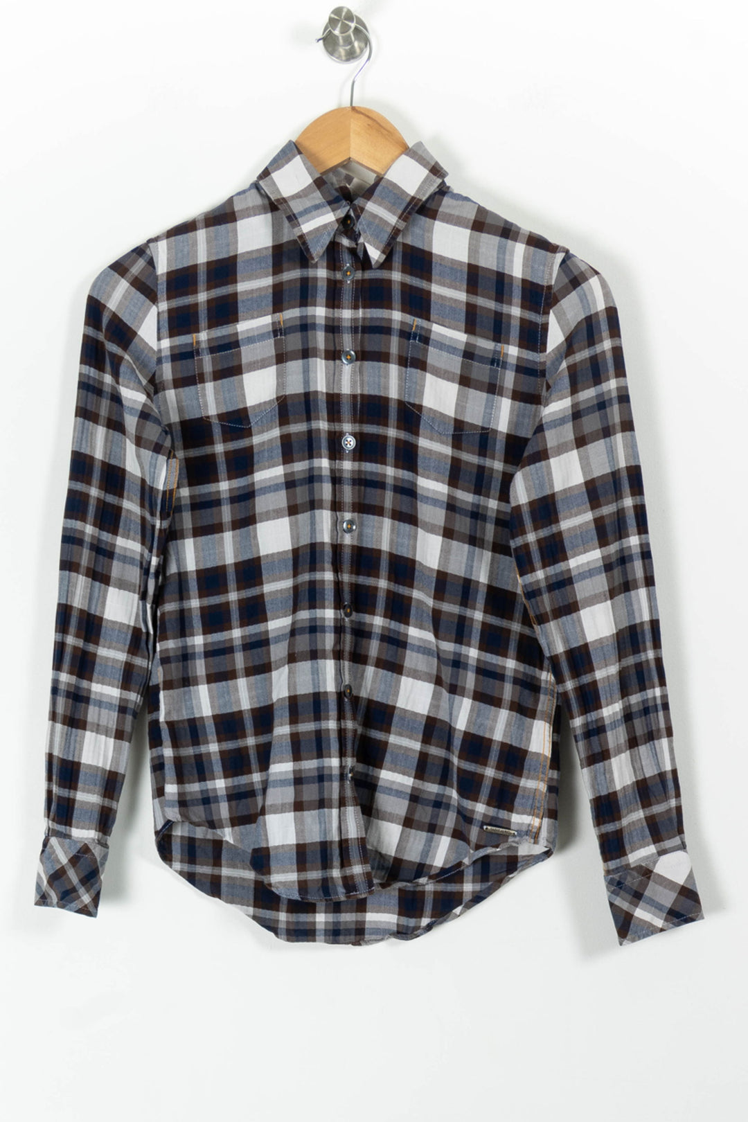 Chemise à Carreaux Bleue et Marron - Taille S/36 de la marque Saint James | PARAD98059 - Vendu par Paradigme - Image 2