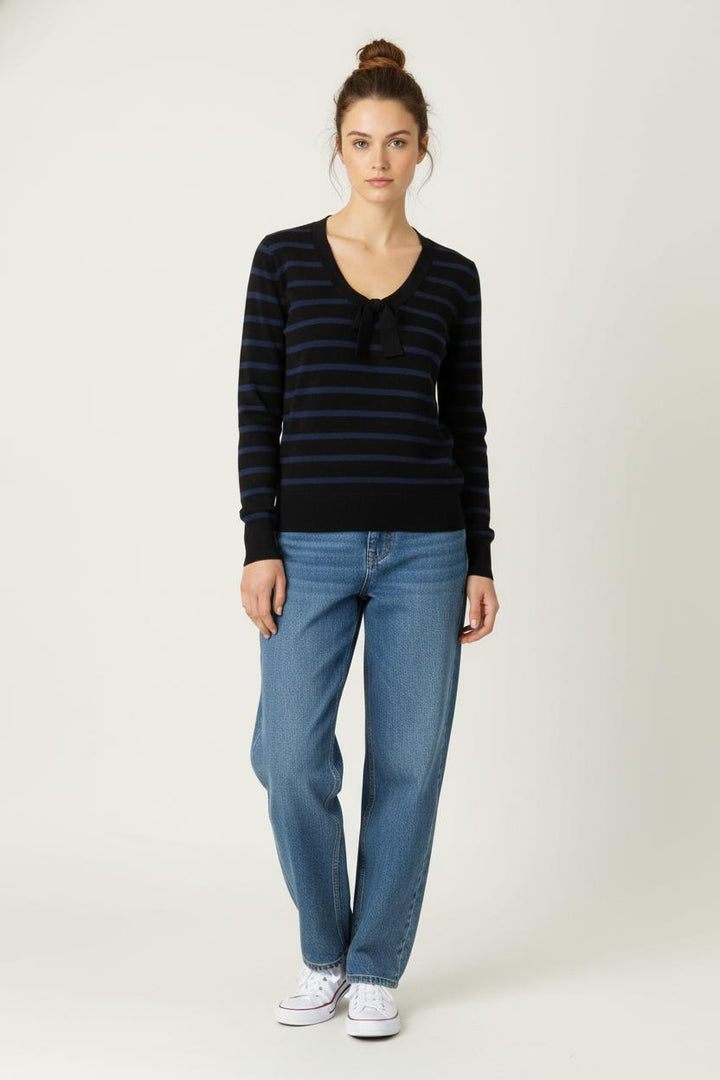 Pull Rayé Noir et Bleu - Taille L/40 de la marque Maison 123 | PARAD98088 - Vendu par Paradigme - Image 1