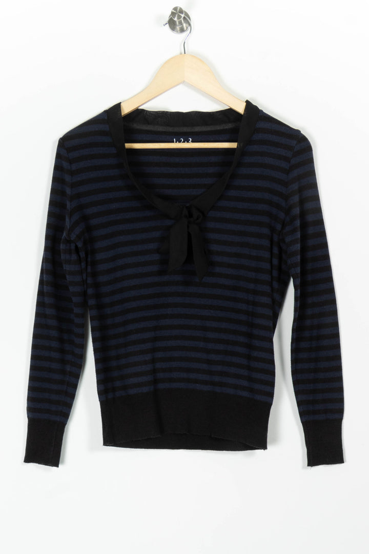 Pull Rayé Noir et Bleu - Taille L/40 de la marque Maison 123 | PARAD98088 - Vendu par Paradigme - Image 2