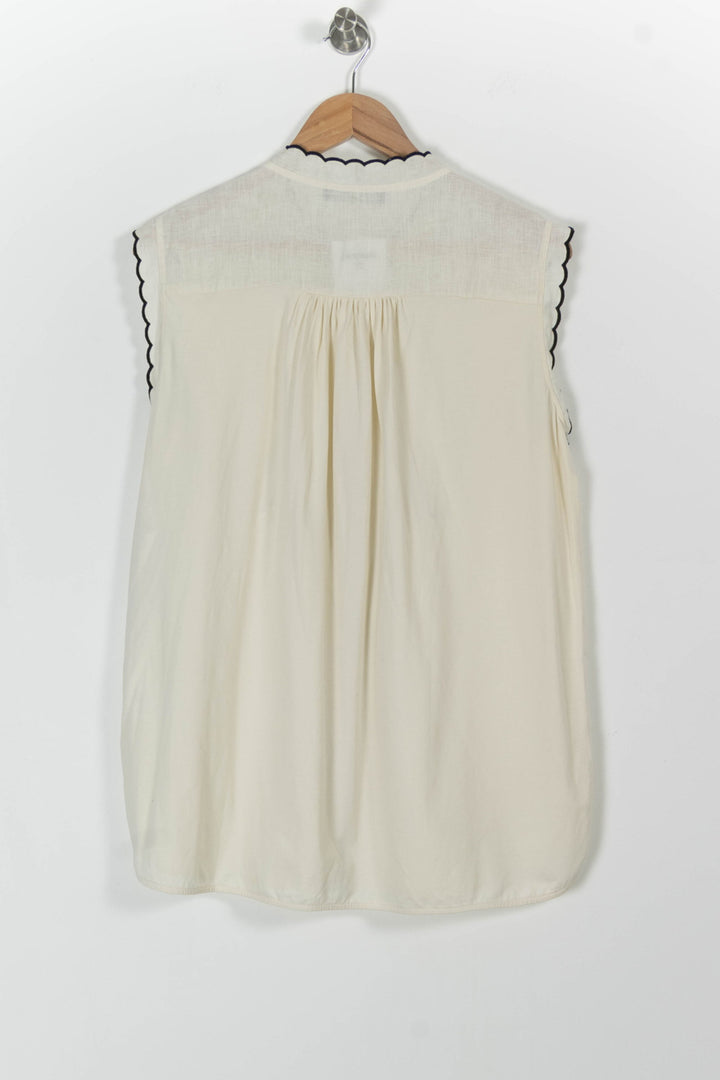 Blouse Sans Manches Beige et Noir - Taille L/40 de la marque Weekend Max Mara | PARAD98110 - Vendu par Paradigme - Image 4