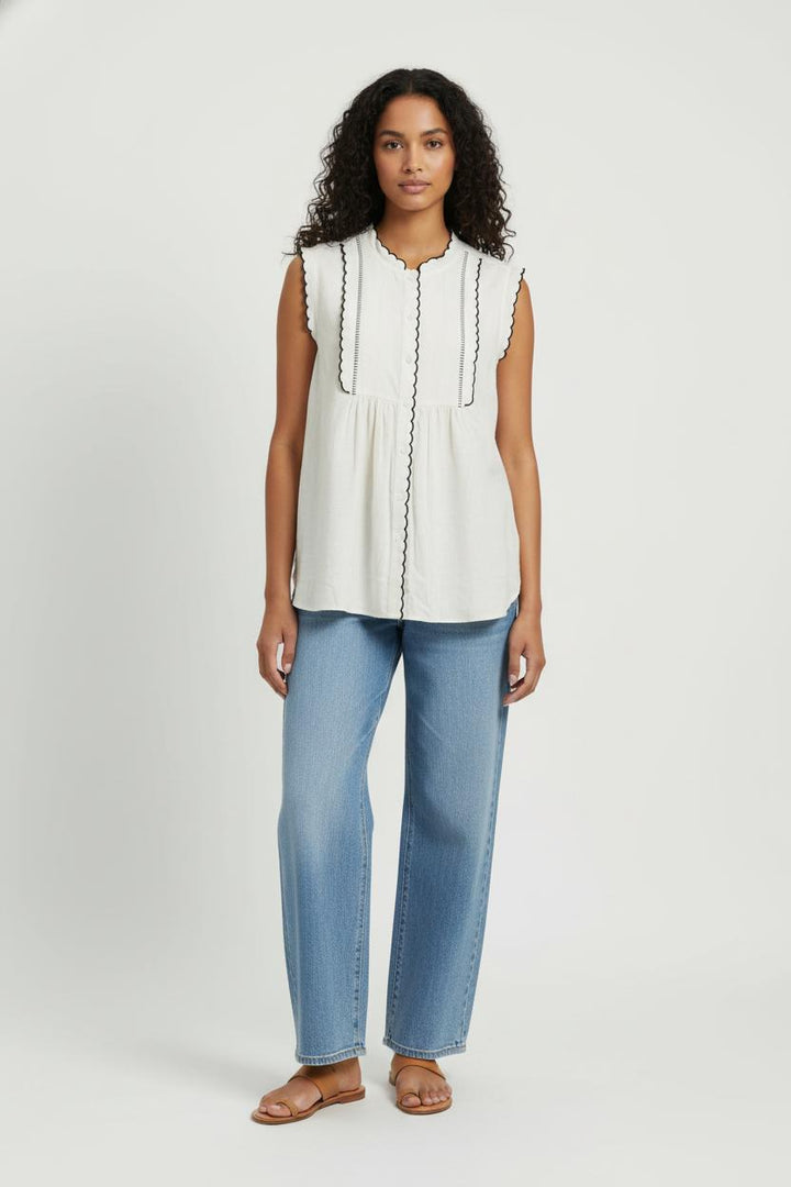 Blouse Sans Manches Beige et Noir - Taille L/40 de la marque Weekend Max Mara | PARAD98110 - Vendu par Paradigme - Image 1