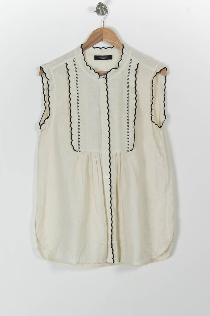 Blouse Sans Manches Beige et Noir - Taille L/40 de la marque Weekend Max Mara | PARAD98110 - Vendu par Paradigme - Image 2