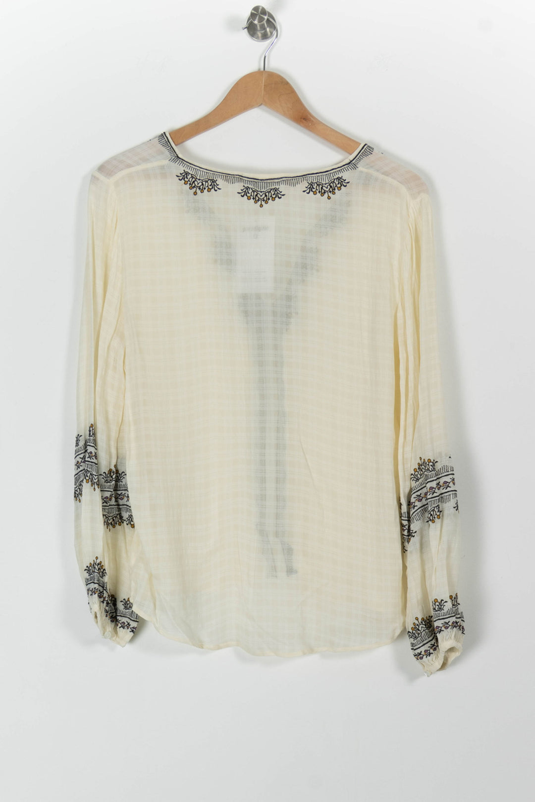 Blouse Brodée Beige et Noir - Taille L/40 de la marque Vanessa Bruno | PARAD98111 - Vendu par Paradigme - Image 4