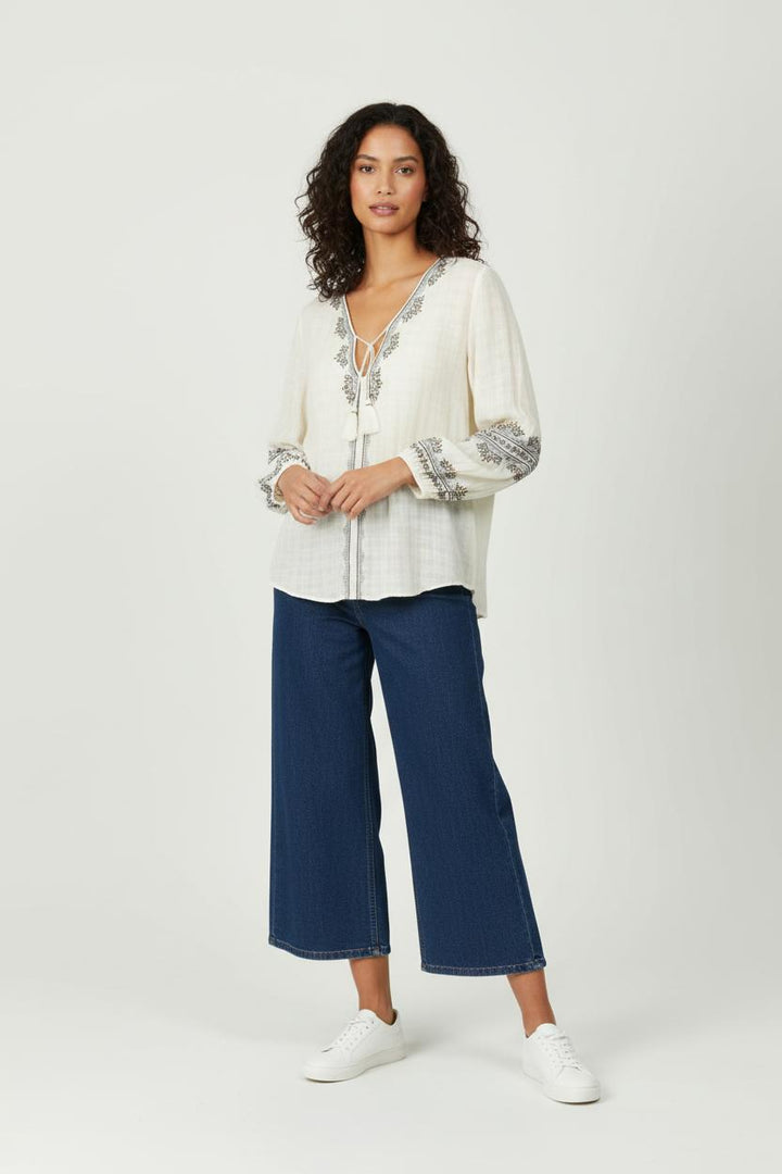 Blouse Brodée Beige et Noir - Taille L/40 de la marque Vanessa Bruno | PARAD98111 - Vendu par Paradigme - Image 1