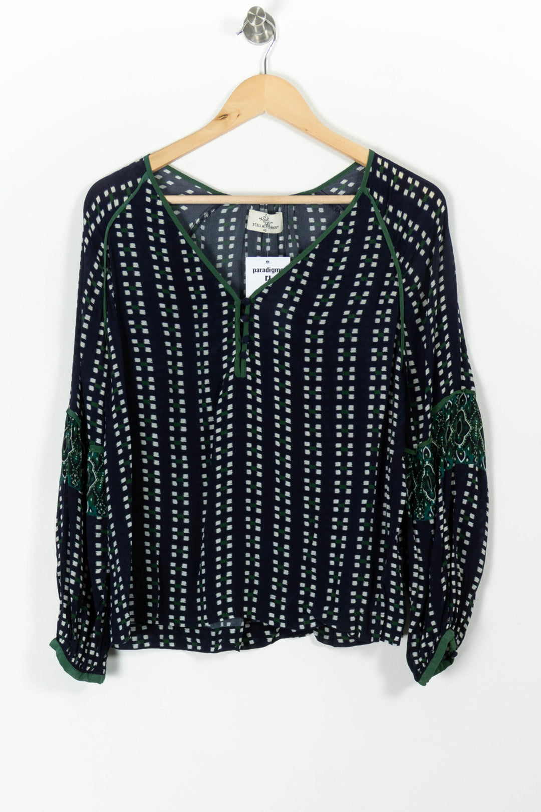 Blouse Bleu Marine et Vert - Taille L/40 de la marque Stella Forest | PARAD98112 - Vendu par Paradigme - Image 2