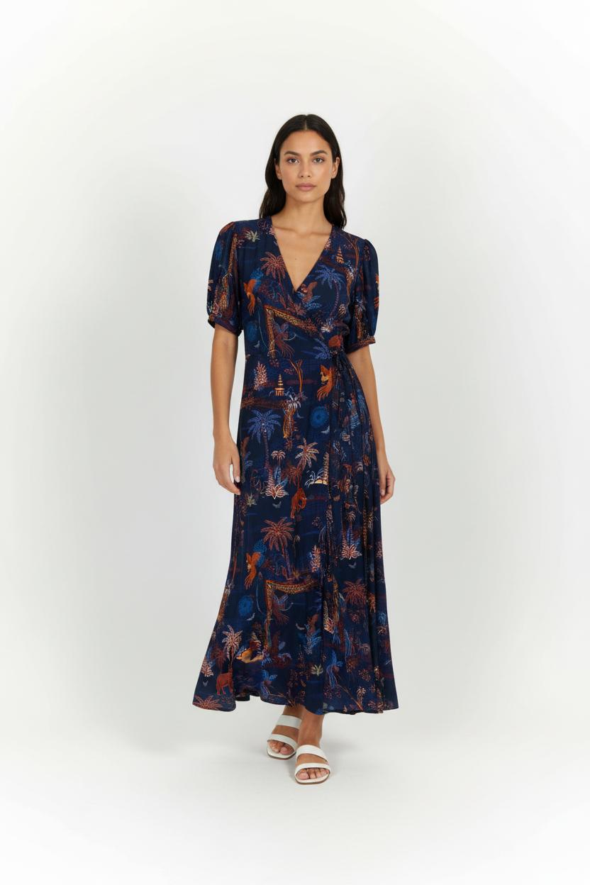 Robe Longue Bleu et Orange - Taille M/38 de la marque La Fée Maraboutée | PARAD98140 - Vendu par Paradigme - Image 1