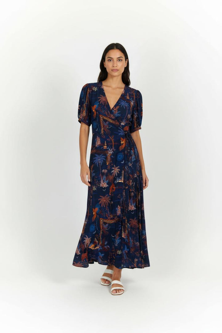 Robe Longue Bleu et Orange - Taille M/38 de la marque La Fée Maraboutée | PARAD98140 - Vendu par Paradigme - Image 1