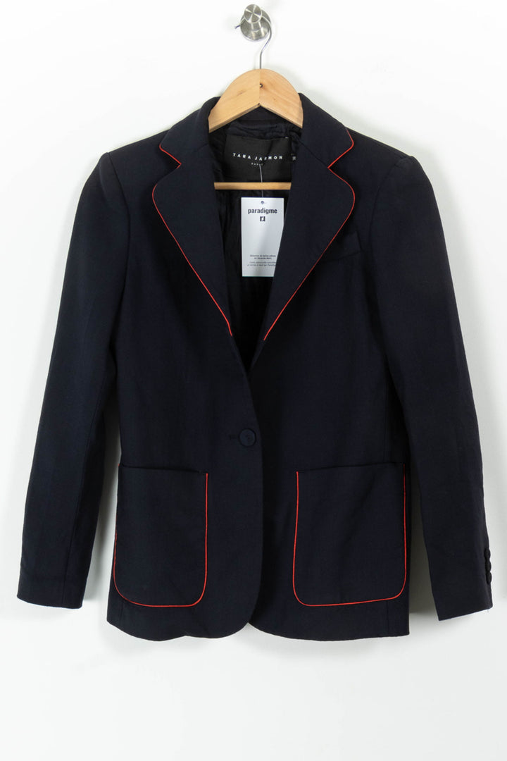 Blazer Bleu et Rouge - Taille M/38 de la marque Tara Jarmon | PARAD98152 - Vendu par Paradigme - Image 2