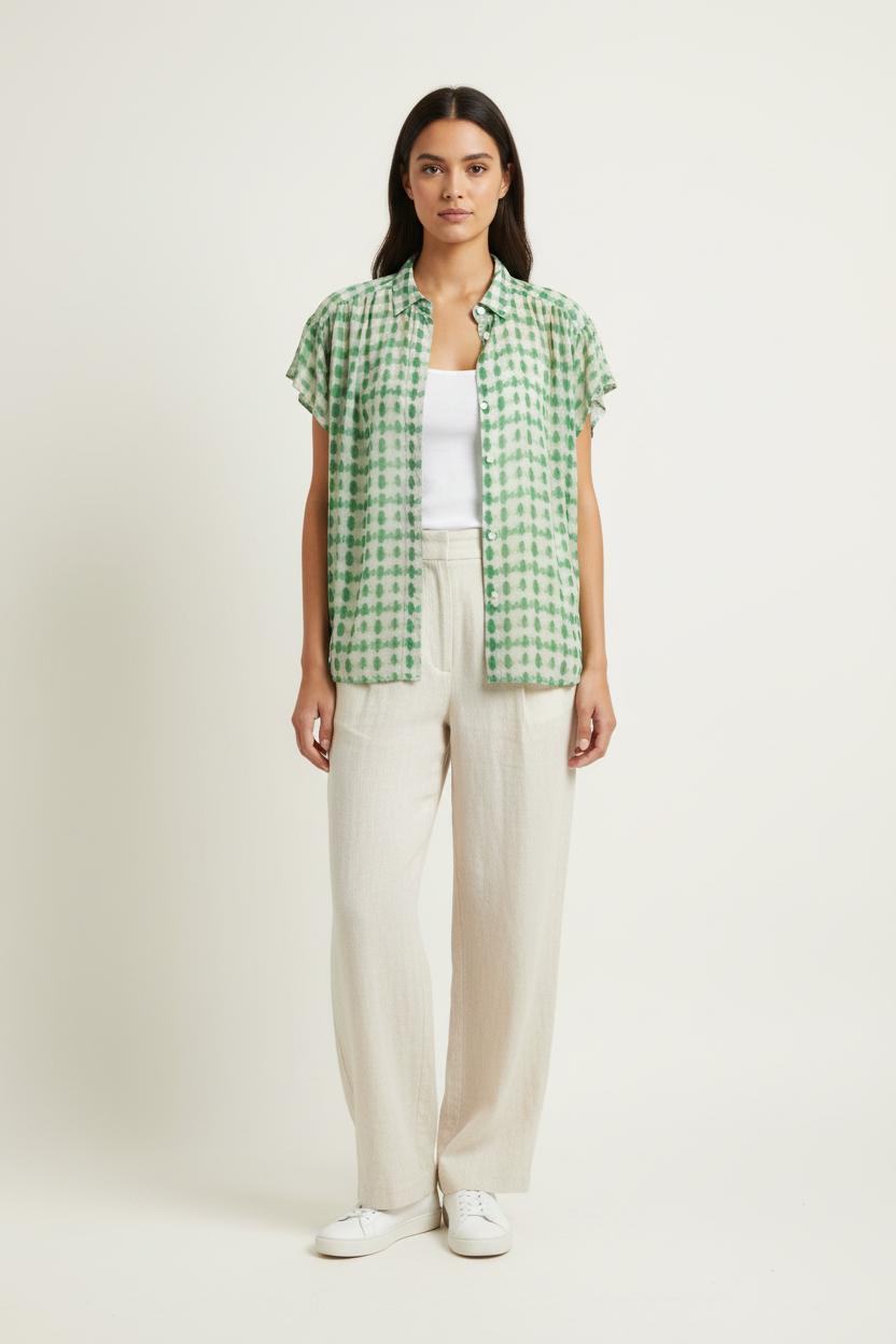 Chemise Blanche et Verte - Taille M/38 de la marque Gerard Darel | PARAD98178 - Vendu par Paradigme - Image 1