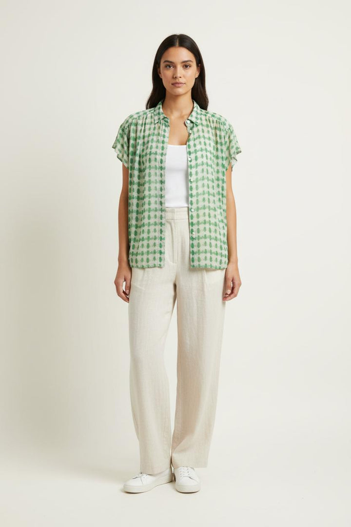Chemise Blanche et Verte - Taille M/38 de la marque Gerard Darel | PARAD98178 - Vendu par Paradigme - Image 1
