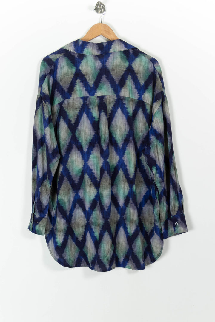 Chemisier Bleu et Vert - Taille M/38 de la marque La Fée Maraboutée | PARAD98179 - Vendu par Paradigme - Image 4