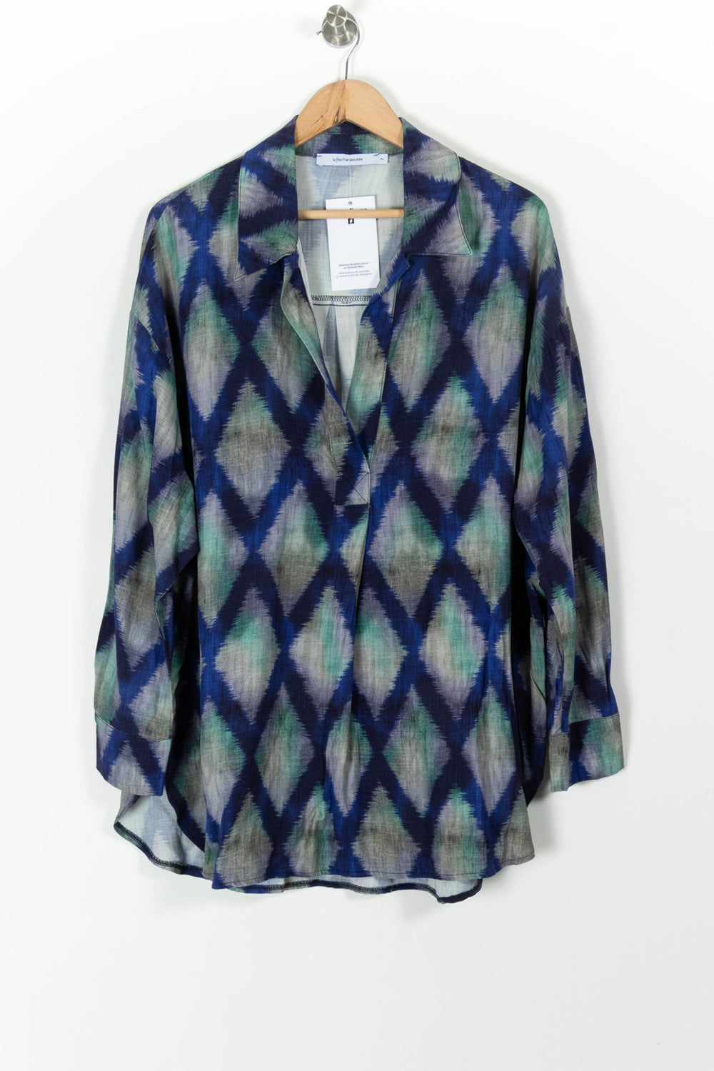Chemisier Bleu et Vert - Taille M/38 de la marque La Fée Maraboutée | PARAD98179 - Vendu par Paradigme - Image 2