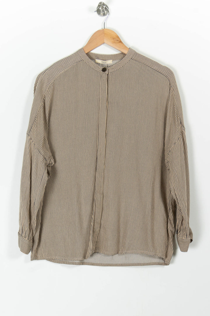 Chemise Rayée Beige et Noire - Taille M/38 de la marque Sessùn | PARAD98186 - Vendu par Paradigme - Image 2