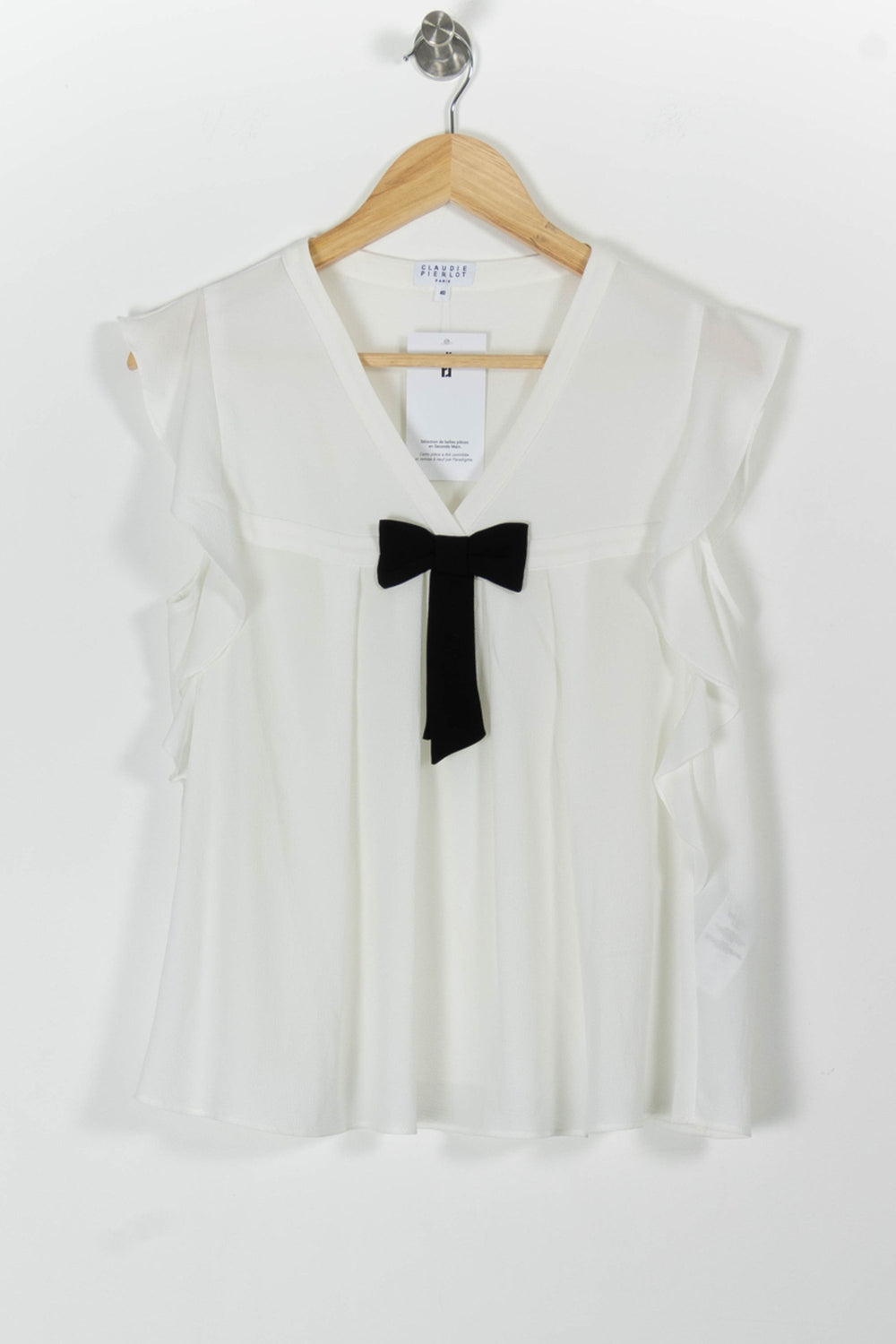 Blouse Blanche et Noire - Taille L/40 de la marque Claudie Pierlot | PARAD98188 - Vendu par Paradigme - Image 2
