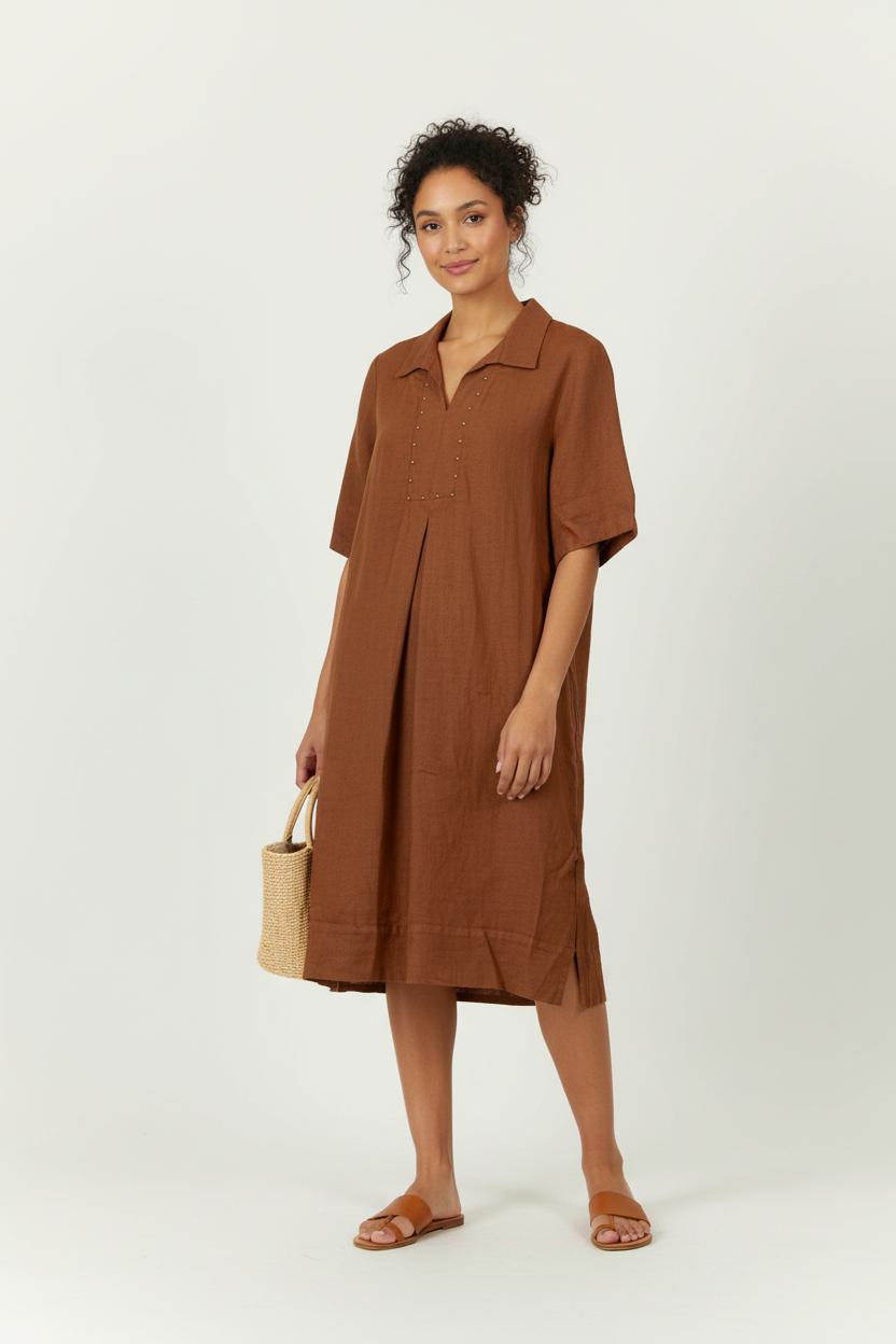 Robe Chemise Marron - Taille XL/42 de la marque La Fée Maraboutée | PARAD98189 - Vendu par Paradigme - Image 1