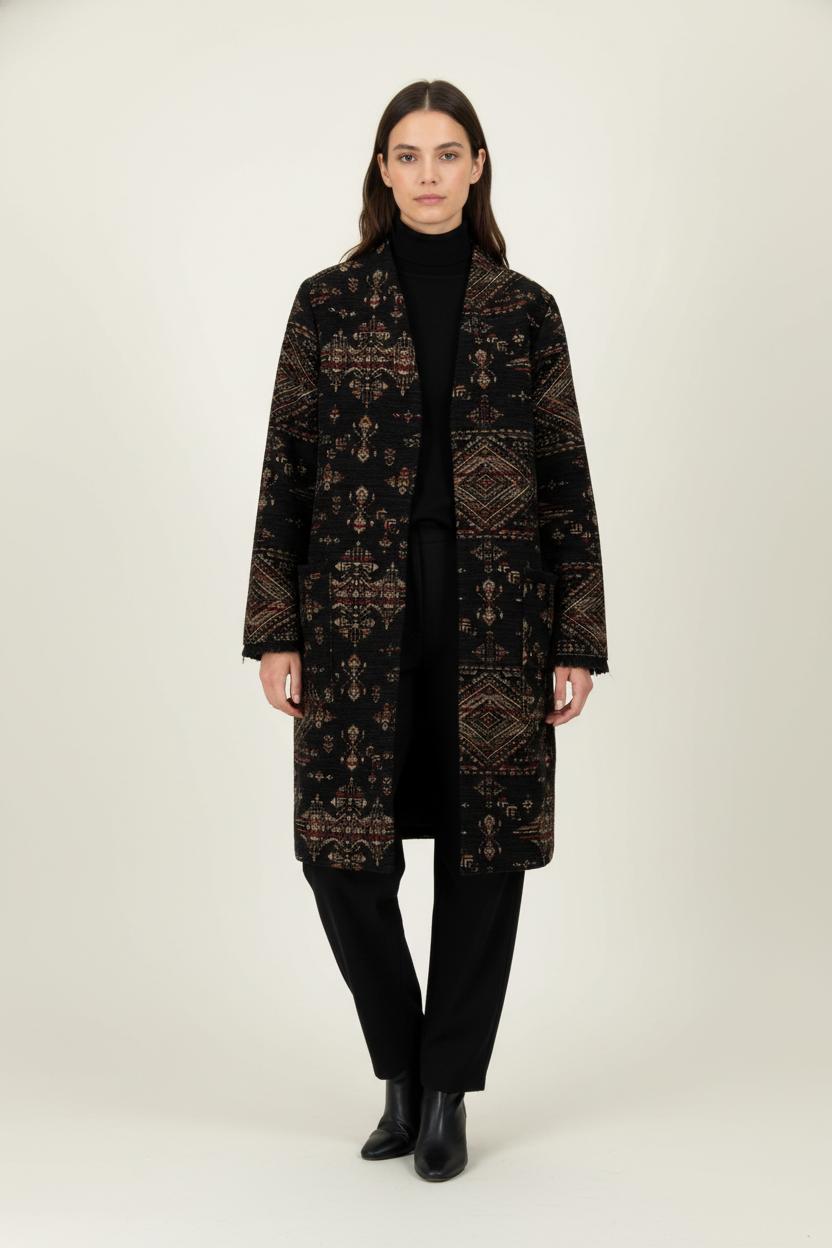 Manteau Noir et Beige - Taille XL/42 de la marque La Fée Maraboutée | PARAD98204 - Vendu par Paradigme - Image 1