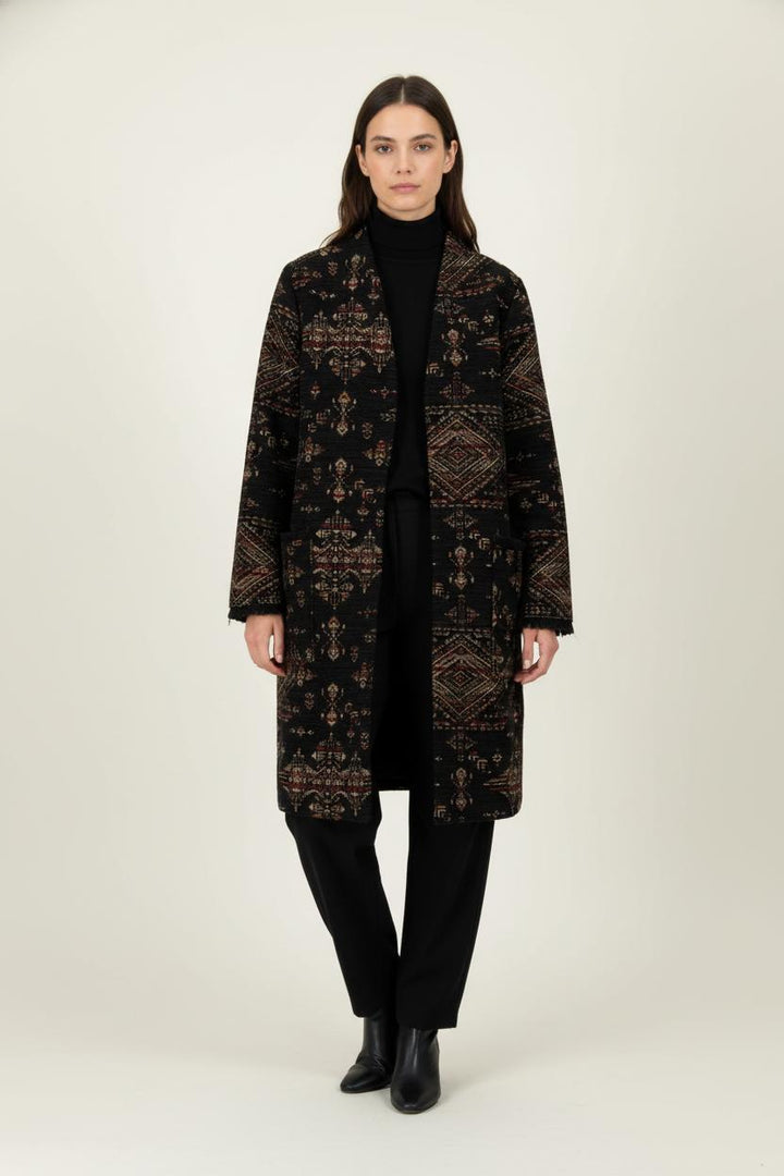 Manteau Noir et Beige - Taille XL/42 de la marque La Fée Maraboutée | PARAD98204 - Vendu par Paradigme - Image 1