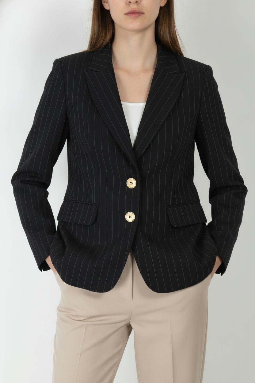 Blazer Bleu à Rayures - Taille L/40 de la marque Marina Rinaldi | PARAD98209 - Vendu par Paradigme - Image 1